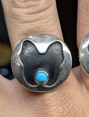 Sterling Silver French Bulldog Frenchie Turquoise Ring